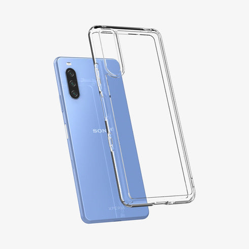 ACS03130 - Sony Xperia 10 III Case Ultra Hybrid in crystal clear showing the back